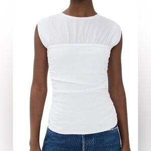 Rag & Bone Mica Ruched Cotton Top in White